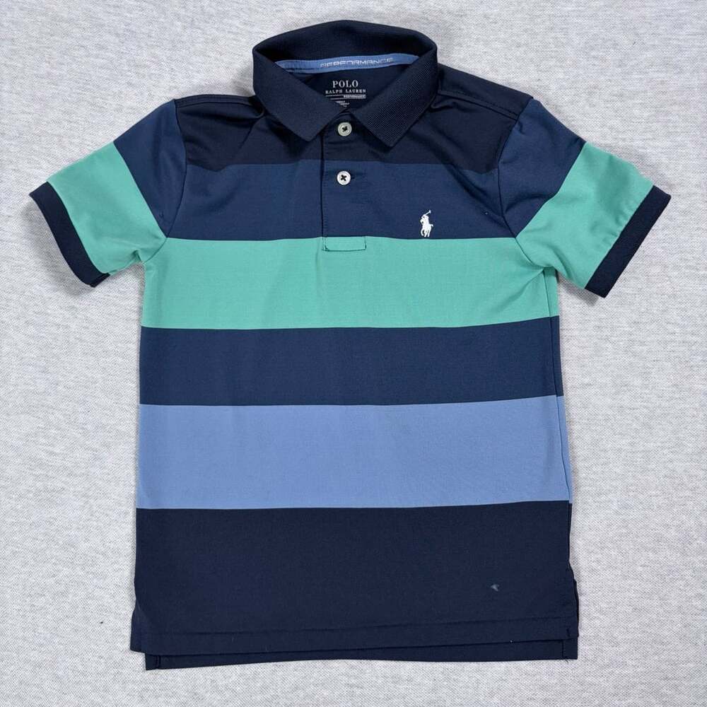 Polo Ralph Lauren Performance Striped Short Sleeve Polo Shirt Boys Size 5